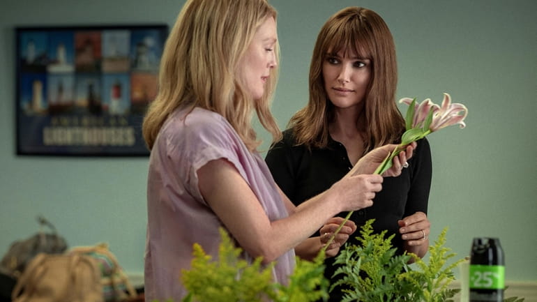 Julianne Moore, left, plays a woman with a past, and...