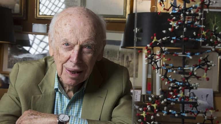 Dr. James Watson, co-discoverer of DNA's double helix, sits in...