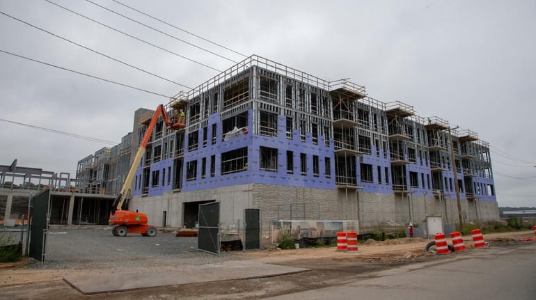 The Garvies Point housing project, seen under construction in 2018,...