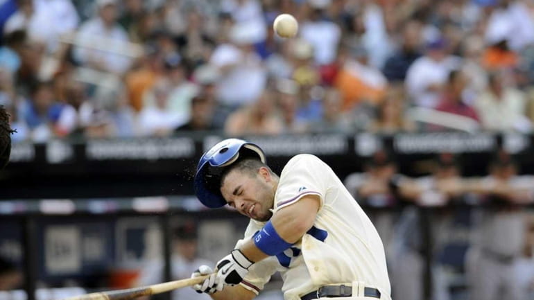 The Mets' David Wright suffered a concussion when he was...