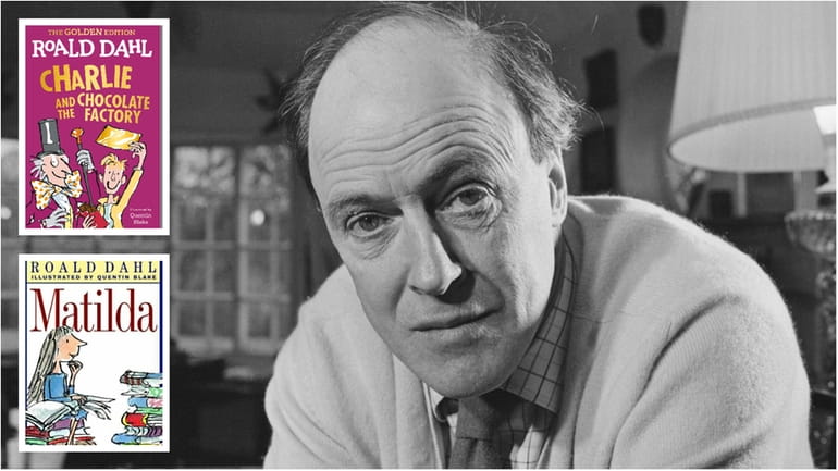 Author Roald Dahl, and insets, the covers of two of...