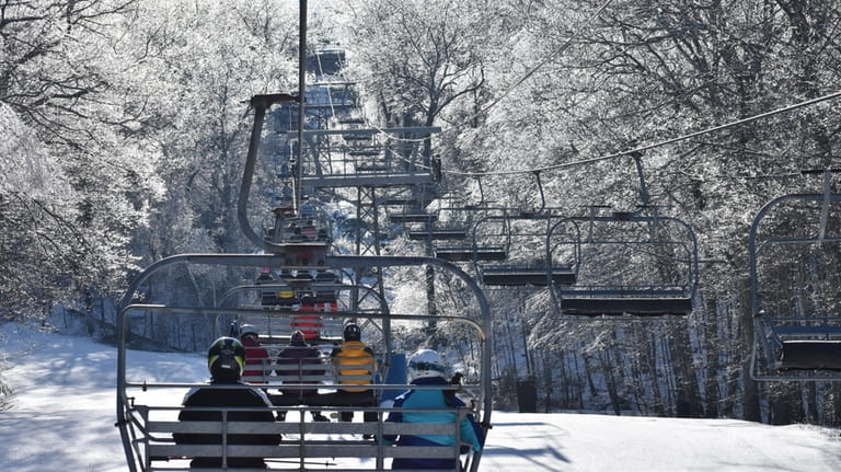 Skiers ascend to tackle the slopes at the Ski Butternut...