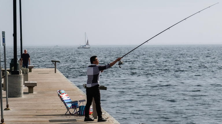 Mascot Dock and Marina stretches into Patchogue Bay for fishing as...