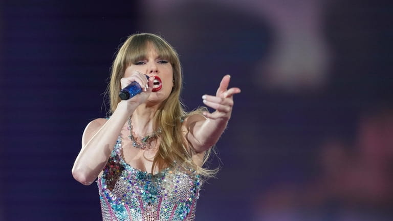Taylor Swift performs as part of the "Eras Tour" at...
