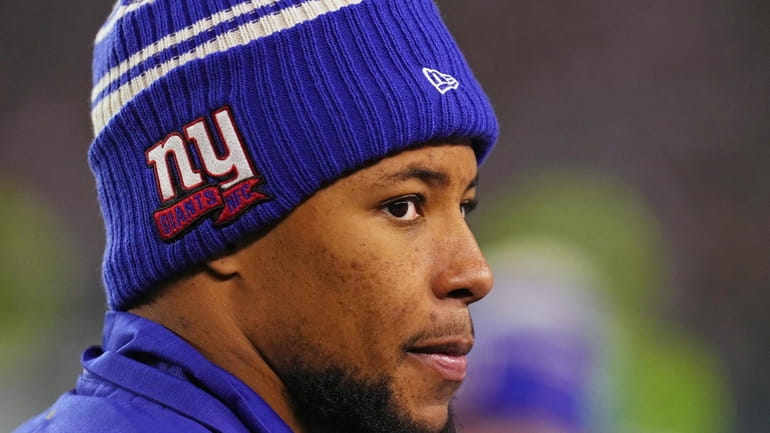 Saquon Barkley of the New York Giants sat out the...