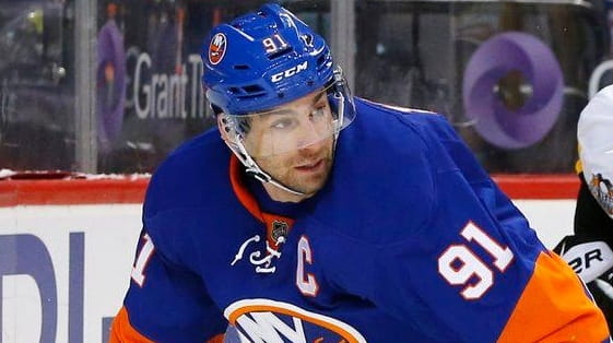 John Tavares #91 of the New York Islanders plays the...