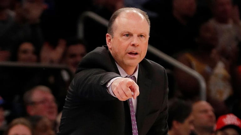 Knicks interim head coach Mike Miller during a game against...