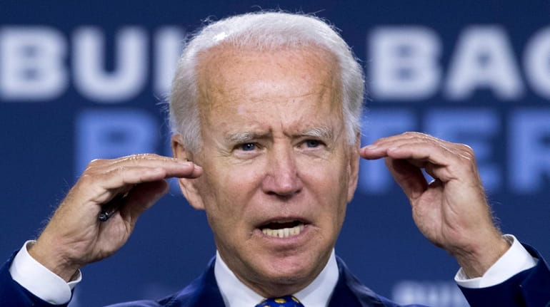Presumptive Democratic presidential nominee Joe Biden at a campaign event...
