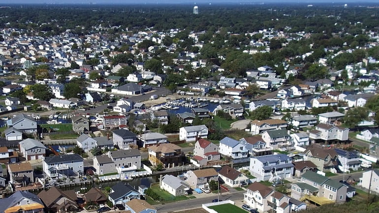 An aerial view of Lindenhurst is seen here.