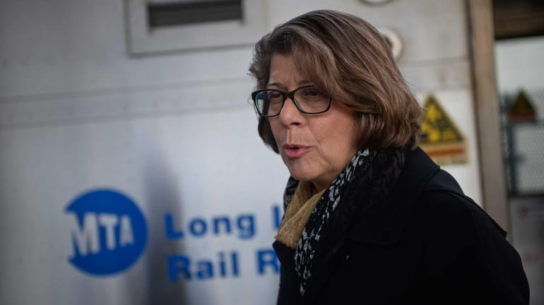 MTA Long Island Rail Road president Helena Williams speaks while...