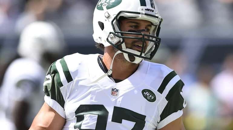 Jets wide receiver Eric Decker is seen prior to the...