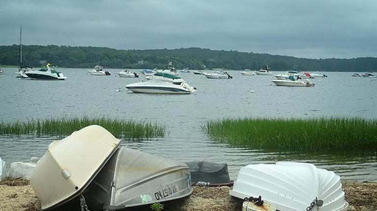 Boats in the waters off Nissequogue along Long Beach Road