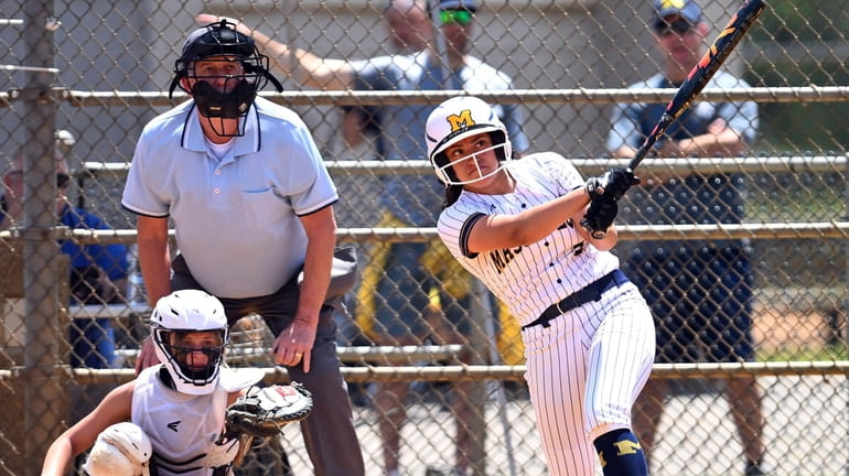 Sophia Diaz of Masapequa hits a three-run homer in the...