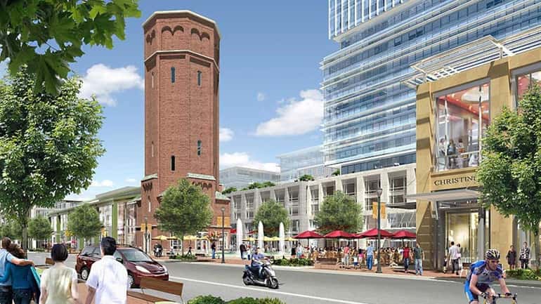 Artist rendering of the public area with tower at the...