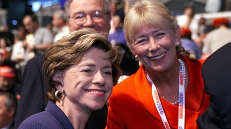 Judith Hope, left, and Carolyn McCarthy at the Democratic National Convention...