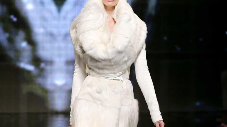 A model walks the runway at the Donna Karan New...