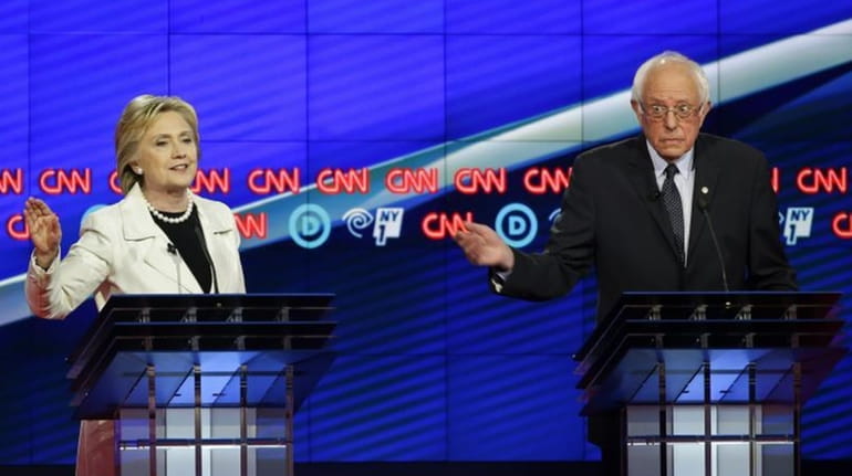 Democratic presidential candidates Hillary Clinton, left, and Sen. Bernie Sanders...