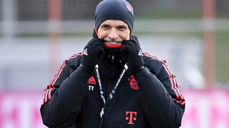 New Bayern Munich's coach Thomas Tuchel gestures during his first...