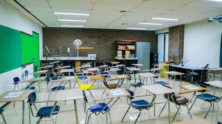A Hempstead High School classroom on Sept. 2, 2020.