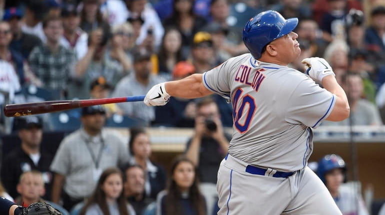  Mets pitcher Bartolo Colon hite a two-home run off Padres righthander James...