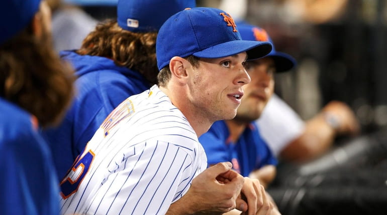 Mets starting pitcher Steven Matz watches the game against the...