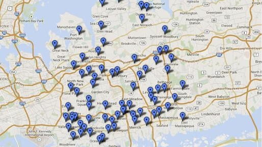 This map shows the Nassau County schools that have speed...