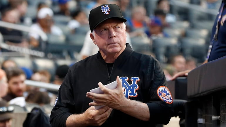 Manager Buck Showalter of the New York Mets looks on...