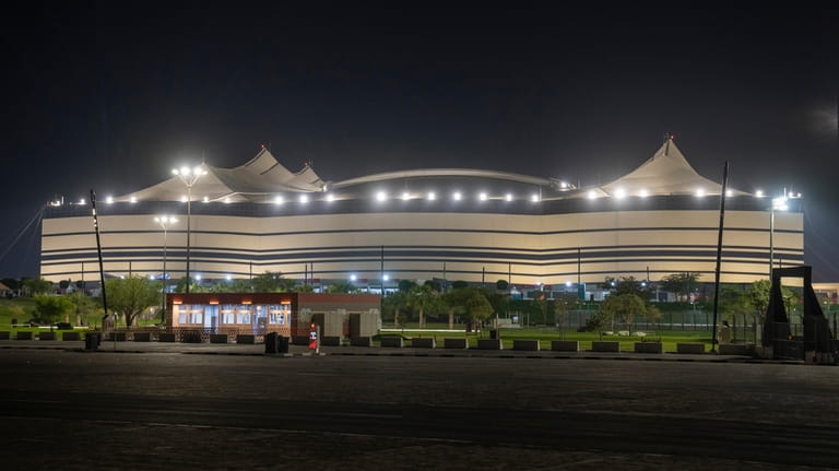 FILE - A general view of the Al Bayt Stadium...
