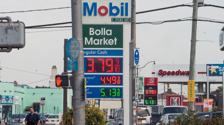 Two gas stations on Long Beach Road in Long Beach...