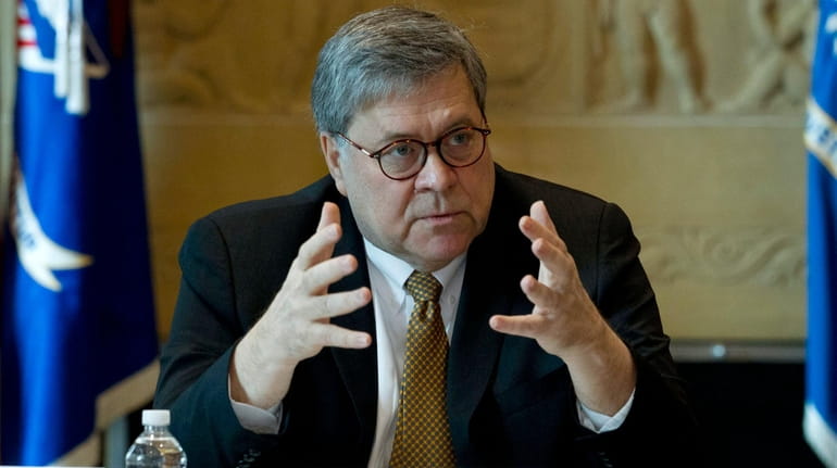 Attorney General William Barr speaks during a roundtable to address...