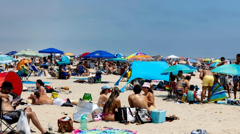 Crowds gather at Jones Beach on Monday July 5, 2021...
