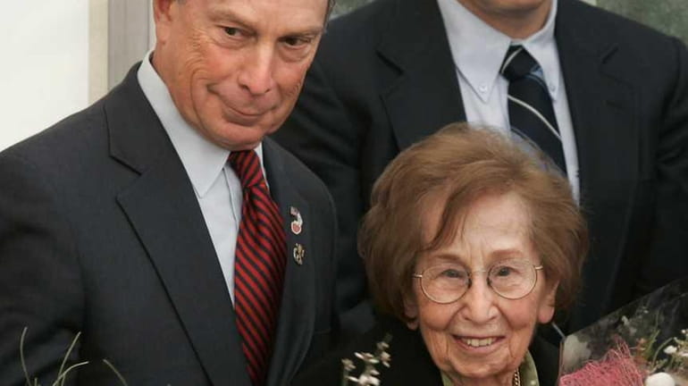 New York City Mayor Michael Bloomberg and his mother mother...
