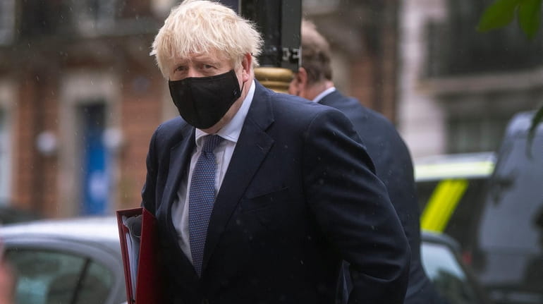Britain's Prime Minister Boris Johnson arrives at BBC Broadcasting House...