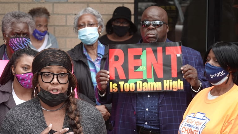 An October 2021 Hempstead tenants rally called on the town...