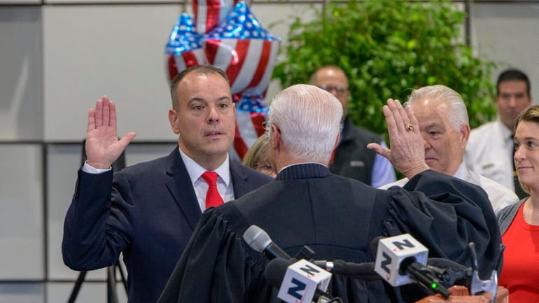 Dan Panico is sworn in as Brookhaven supervisor at Town Hall...