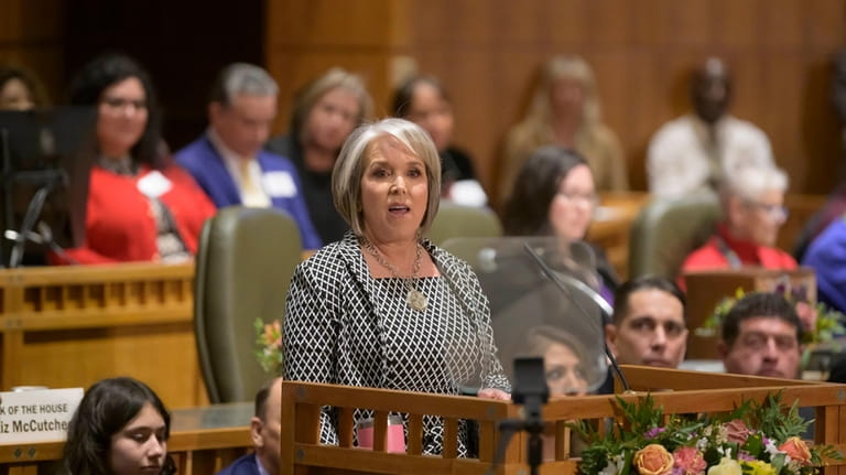 New Mexico Governor Michelle Lujan Grisham delivers her State of...