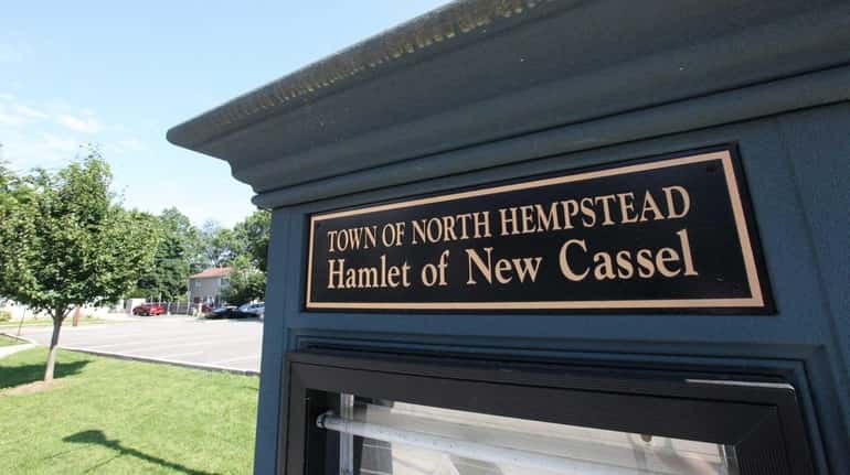 A sign for the hamlet of New Cassel is pictured...