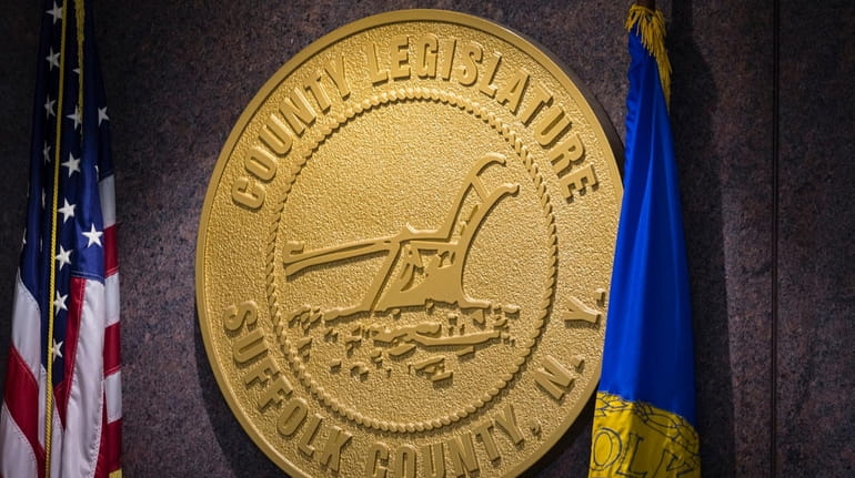 The Suffolk County Legislature medallion in Hauppauge.