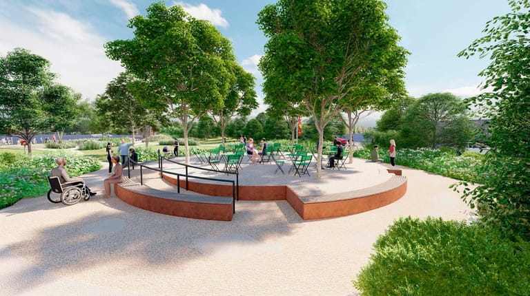 A rendering of Sag Harbor's forthcoming John Steinbeck Waterfront Park,...