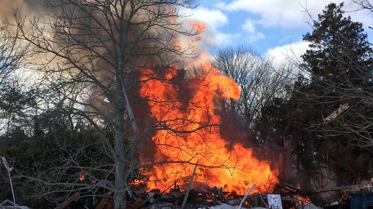 A house exploded in Water Mill Wednesday, Feb. 11, 2015...