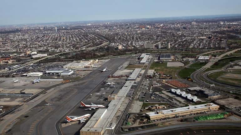 An aerial view of Kennedy Airport on April 15, 2011.