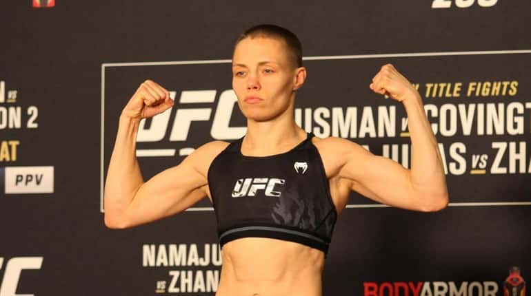 Women's strawweight champion Rose Namajunas at UFC 268 weigh-ins on...