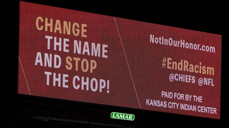A billboard calling for a name change and an end...