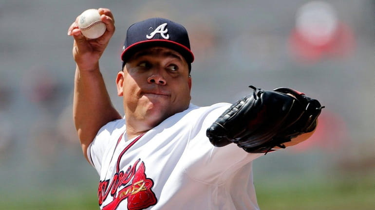 Bartolo Colon works in the first inning against the Pittsburgh...