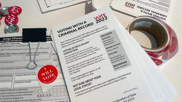 Flyers that explain how to vote with a criminal record...