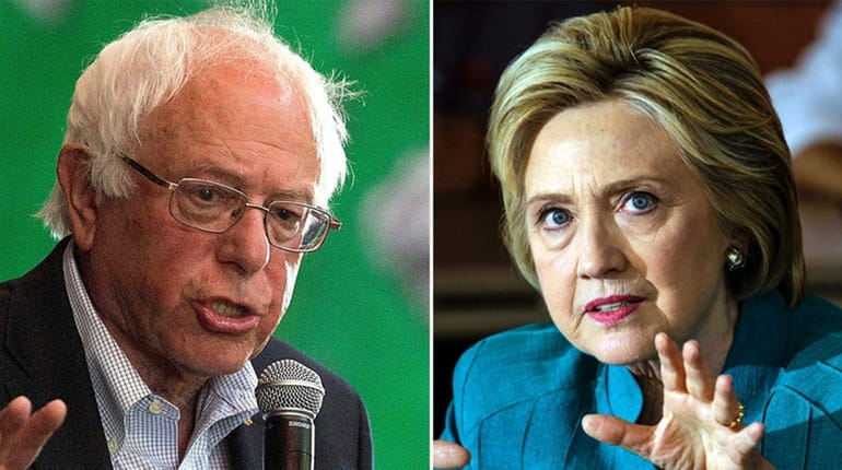 Democratic presidential rivals Bernie Sanders and Hillary Clinton campaigned in...