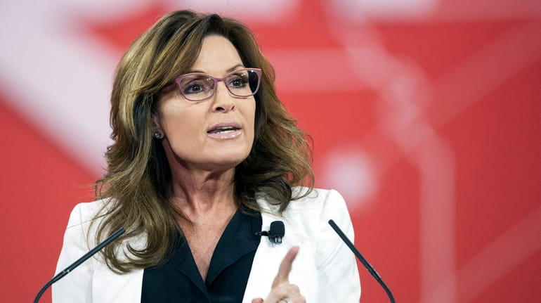 Former Alaska Gov. Sarah Palin speaks during a conference in...