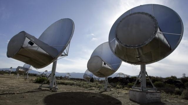 Radio telescopes in Hat Creek, Calif. at the Allen Telescope...