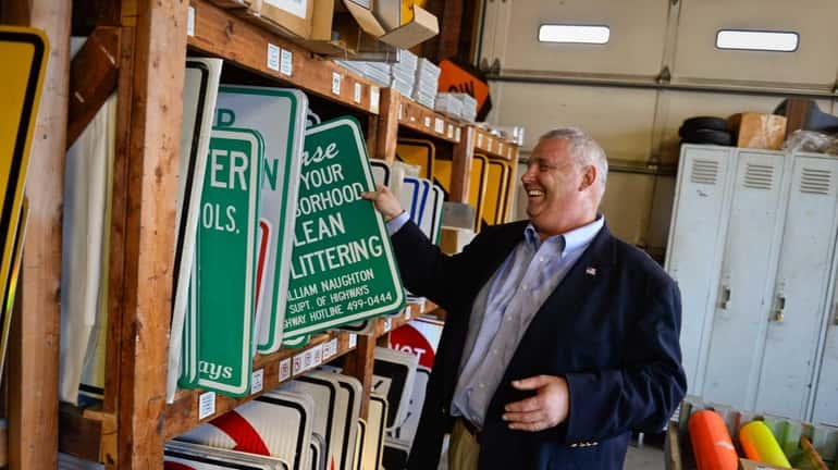 Town of Huntington Superintendent of Highways Peter S. Gunther pulls...