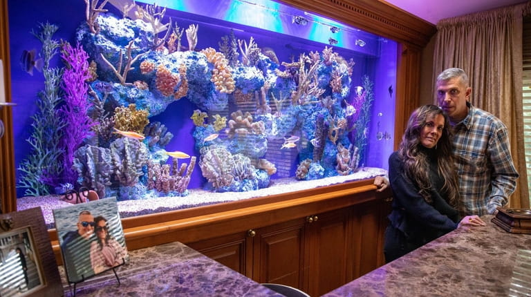 David and Daryl Schiffman by their 40-gallon aquarium at their...